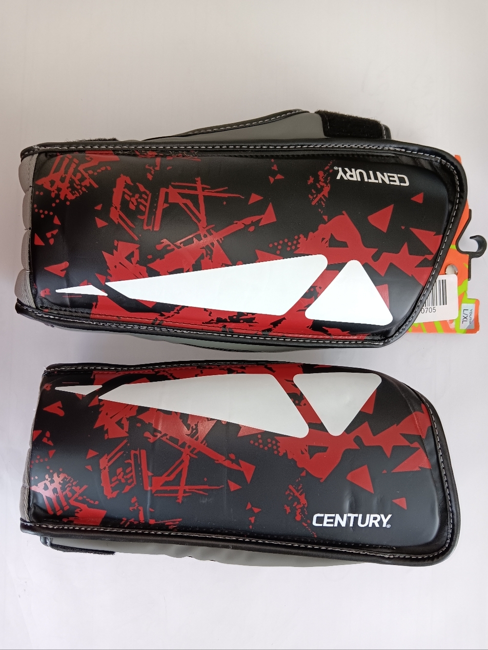 Shin Guards Century Red & Black Shin Guards - Protective Leg Guards. Youth L/XL